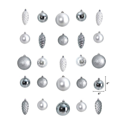 Shatterproof Holiday Christmas Lux Ornament Set with Re-Usable Storage Container (23-Pack)