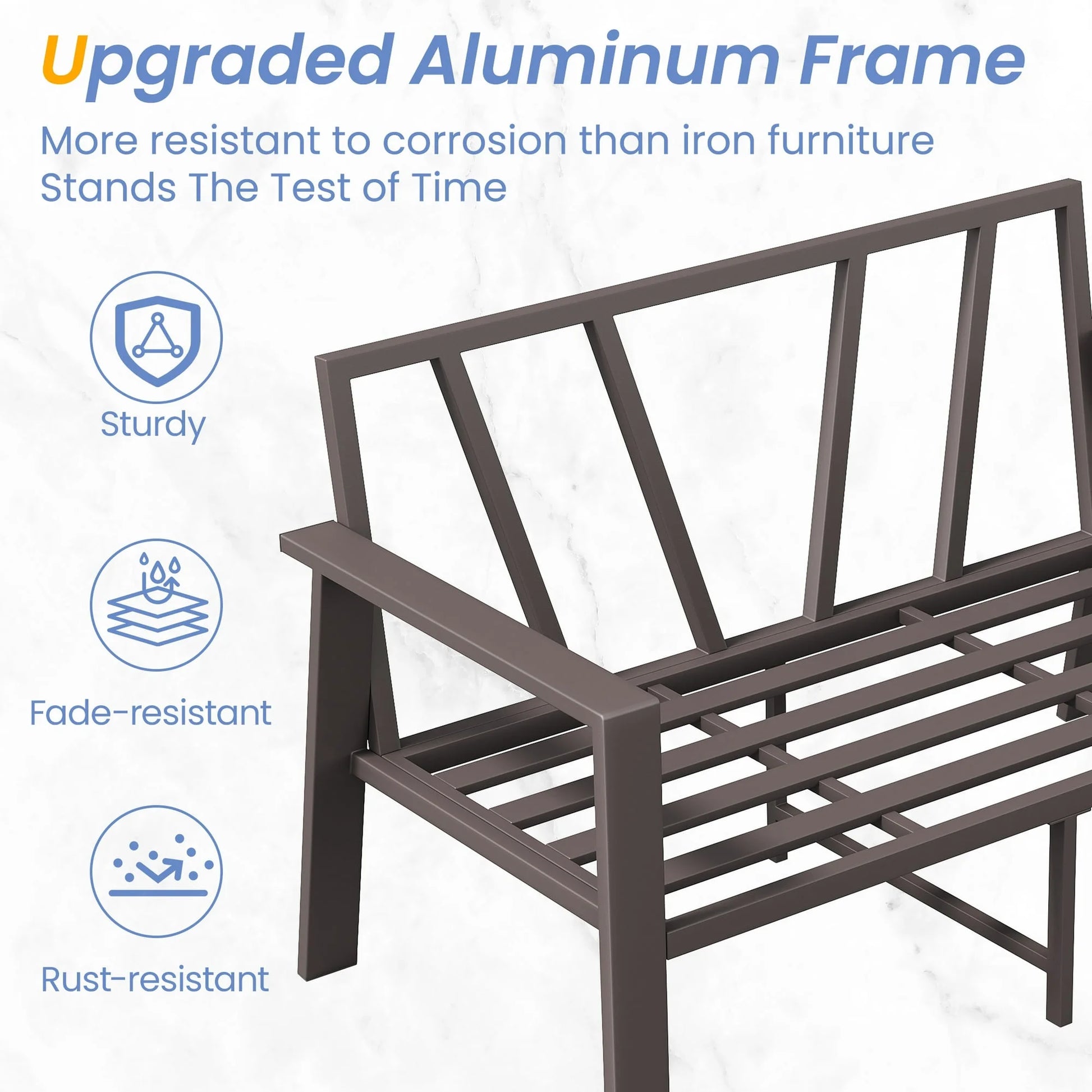 Aluminum Patio Furniture Set, Contemporary Outdoor Couch Set, Aluminum Patio Conversation Set, Blue